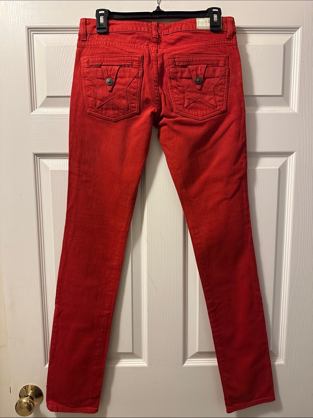 People’s Liberation Women’s Red Low Rise Skinny Straight Jeans - Size 26